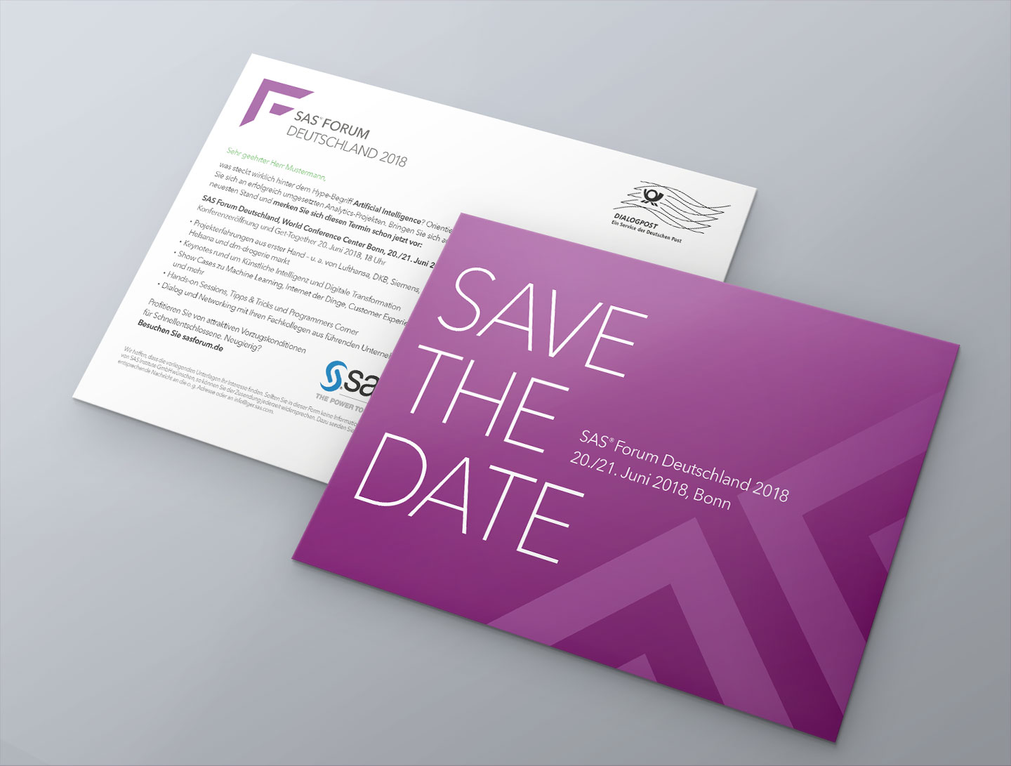 P12 Referenz SAS Forum 2018 Direct Mailing Save the Date Einladung